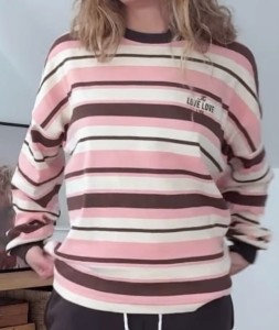 The Love Love Life, longsleeve Niagara Pink Stripes M